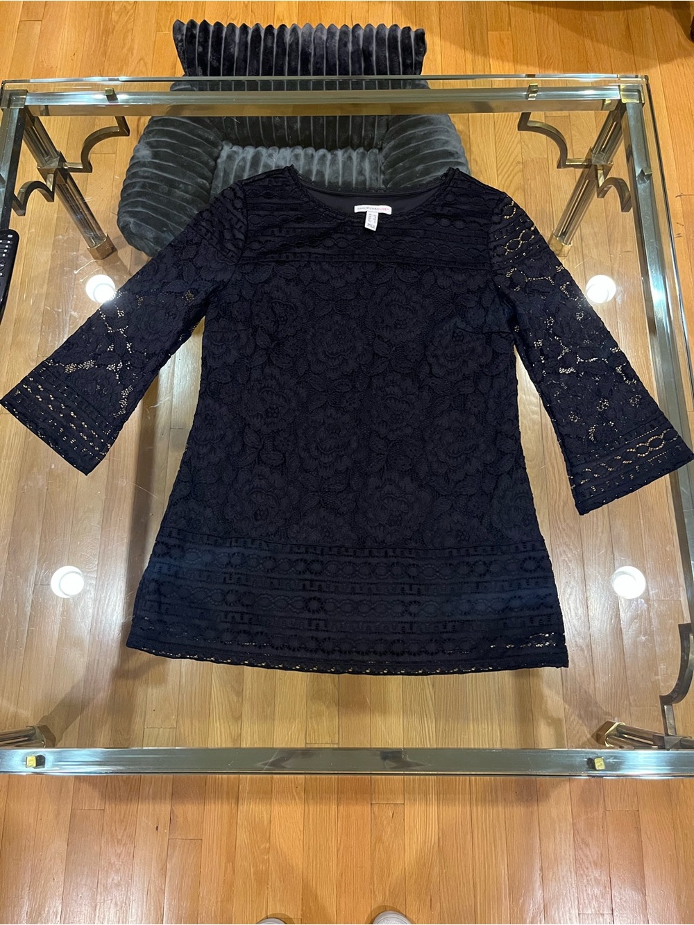 Isaac Mizrahi Black Lace 3/4 Bell-Sleeve Tunic